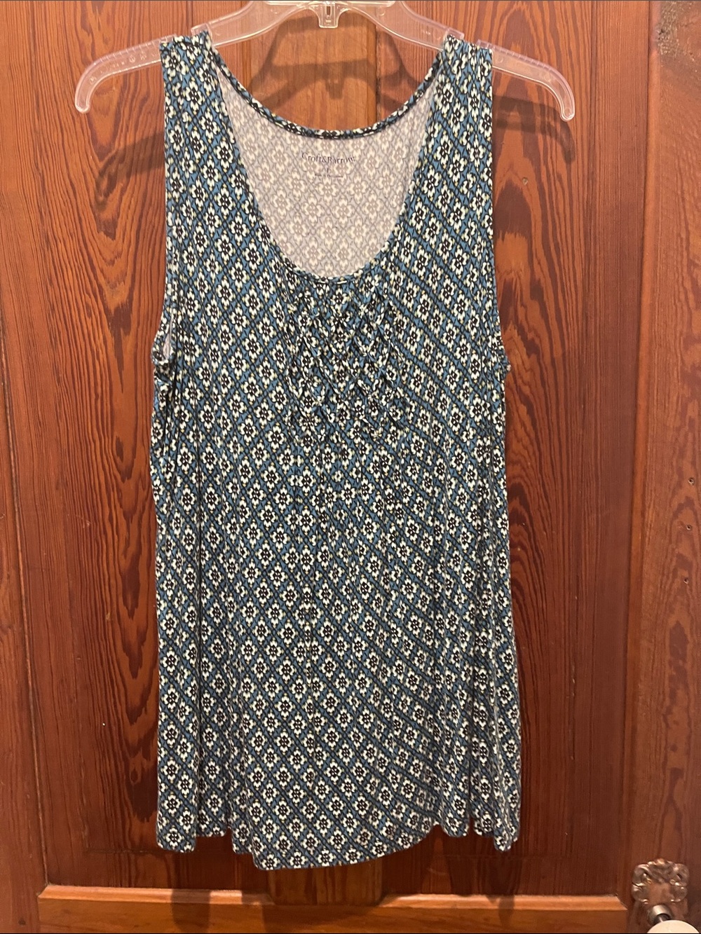 croft & barrow Gray and White Patterned Sleeveless Top